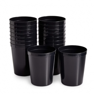 Custom 16 Oz Kupên Stadyumê Reusable, Kulîlkên Plastîk Ji bo Partiyê, Reş